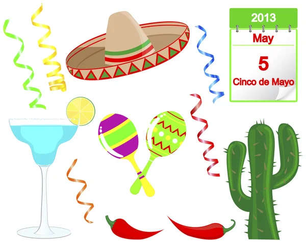 Cinco de Mayo. Conjunto de elementos festivos . — Vector de stock