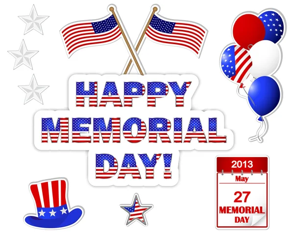 Pegatinas Memorial Day . — Vector de stock