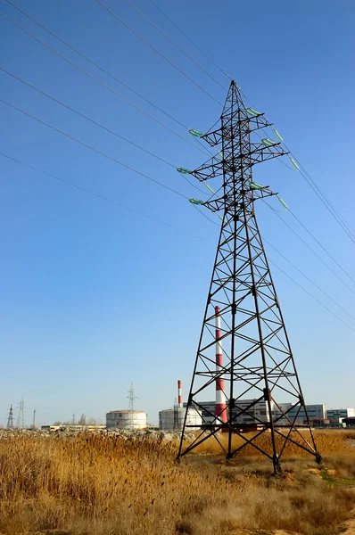 High voltage electric pole — Stock Photo, Image