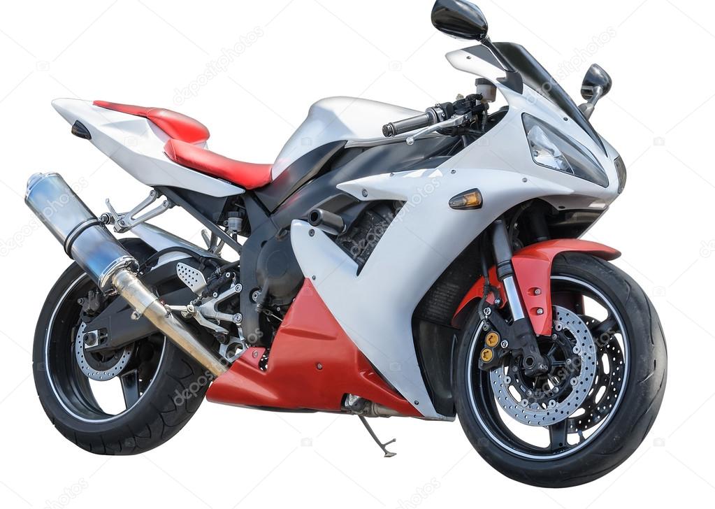 Motorcycle isolated on white background (all logos, inscriptions and markings removed)