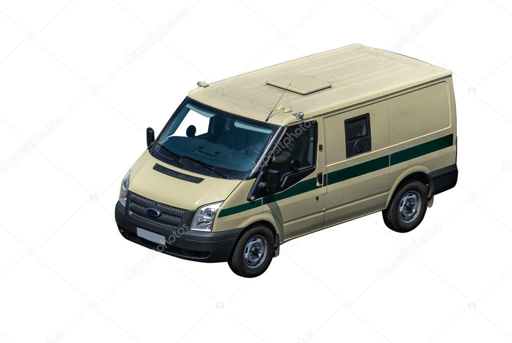 Armored car isolated on white background (all logos, inscriptions and markings removed)