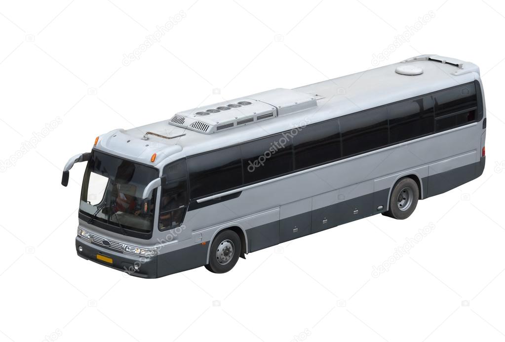 Passenger bus isolated on white background (all logos, inscriptions and markings removed)