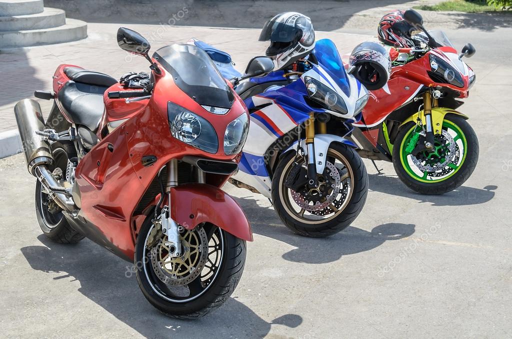 Group of motorcycle parking (all logos, inscriptions and markings removed)