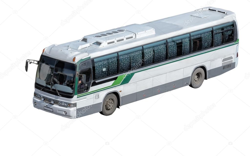 Passenger bus isolated on white background (all logos, inscriptions and markings removed)