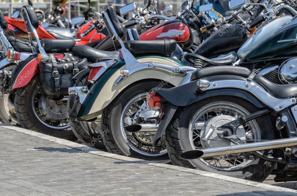 Group of motorcycle parking (all logos, inscriptions and markings removed)