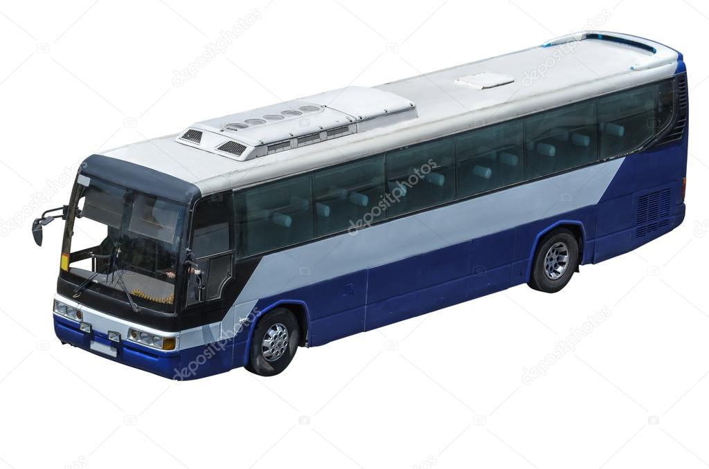 Passenger bus isolated on white background (all logos, inscriptions and markings removed)
