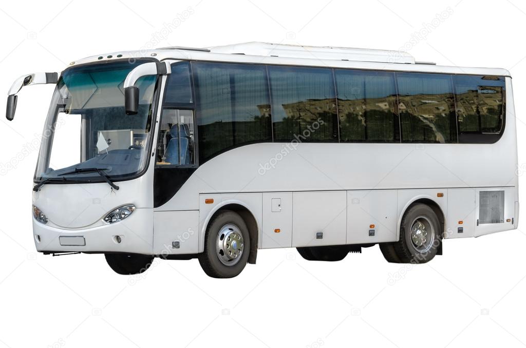 Passenger bus isolated on white background (all logos, inscriptions and markings removed)