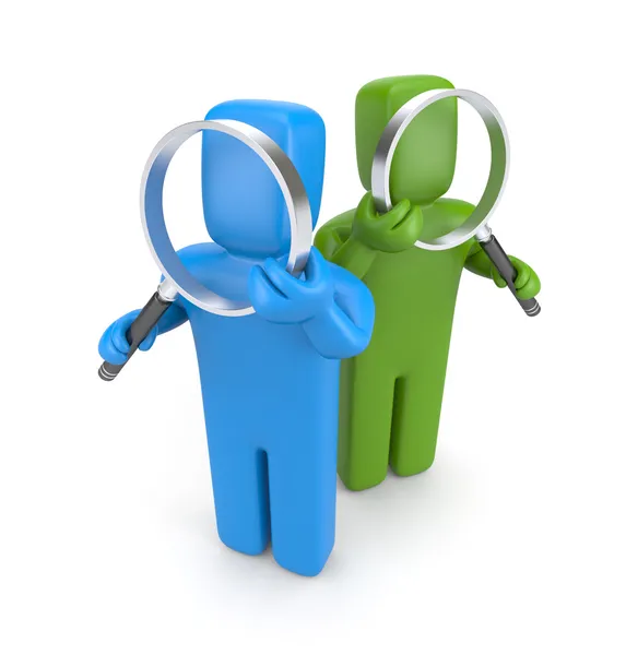 Group of with magnifying glasses — Stock Photo, Image