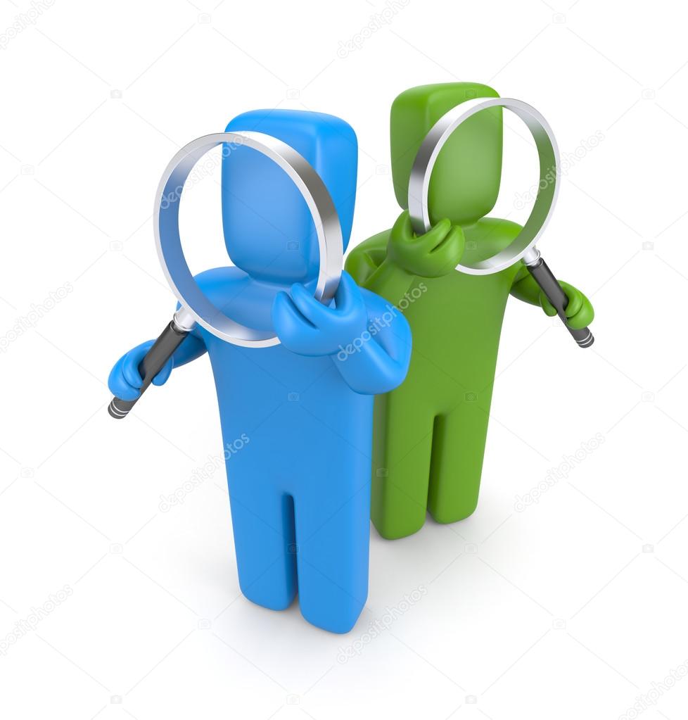 Group of with magnifying glasses