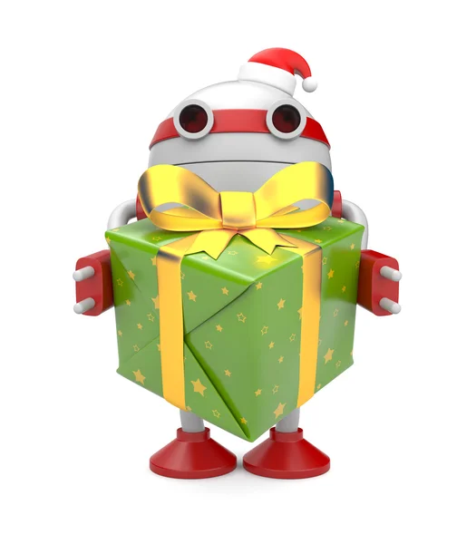 Robot con caja de regalo —  Fotos de Stock