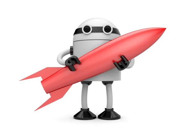 Robot with rocket — Stock Photo, Image