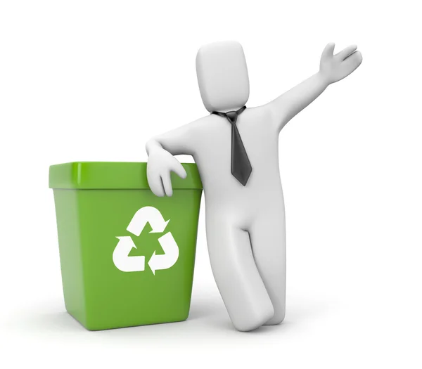 Biznesmen z recyklingu bin — Zdjęcie stockowe