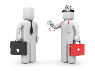 Doktor stetoskop ile işadamı inceleyin
