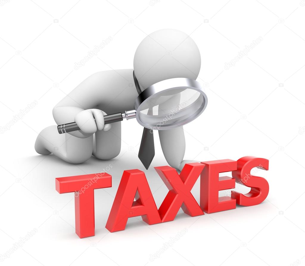 Person examines taxes