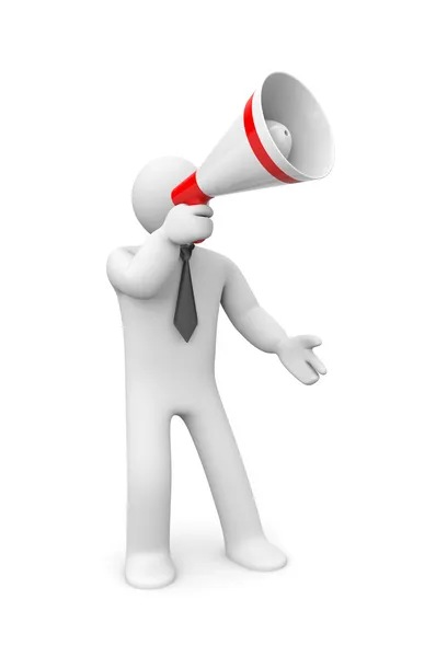 Businessman speaks in megaphone — Stock Photo, Image