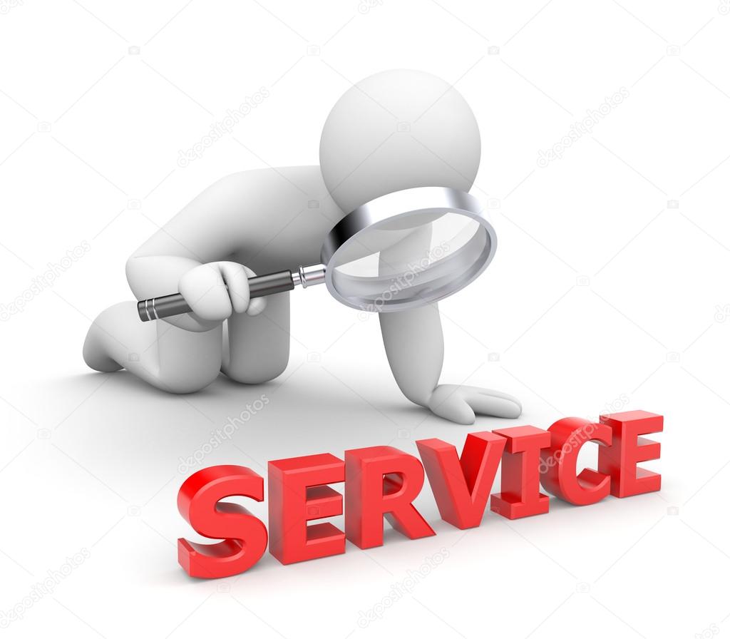 Person examines service