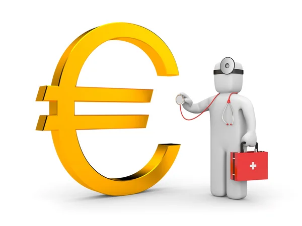 Medico con stetoscopio esaminare euro — Foto Stock