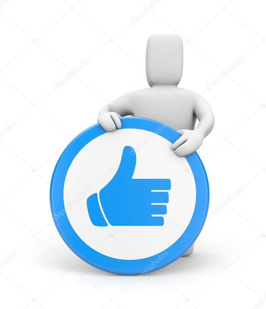 Person with thumb up sign