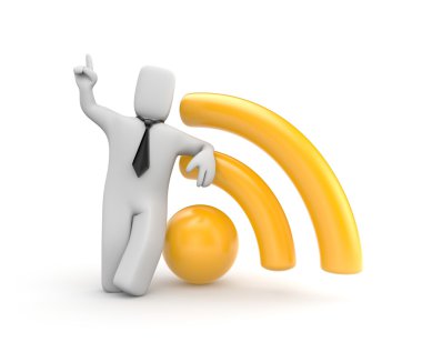 wifi simgesi olan işadamı
