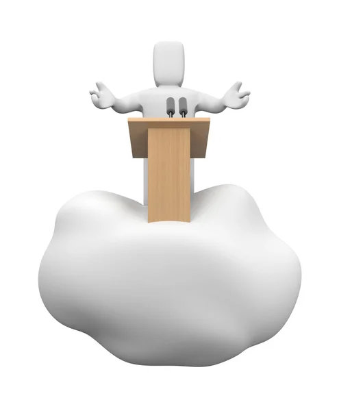 Speaking person floating on cloud — Stock Photo, Image