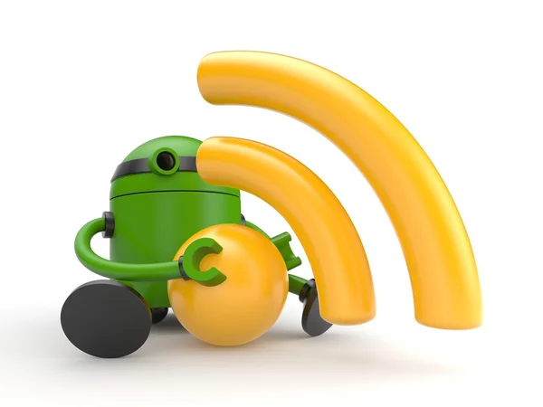 Robot with RSS symbol(or wifi) — Stock Photo, Image