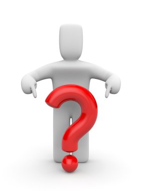 3D kişi ve kırmızı soru işareti