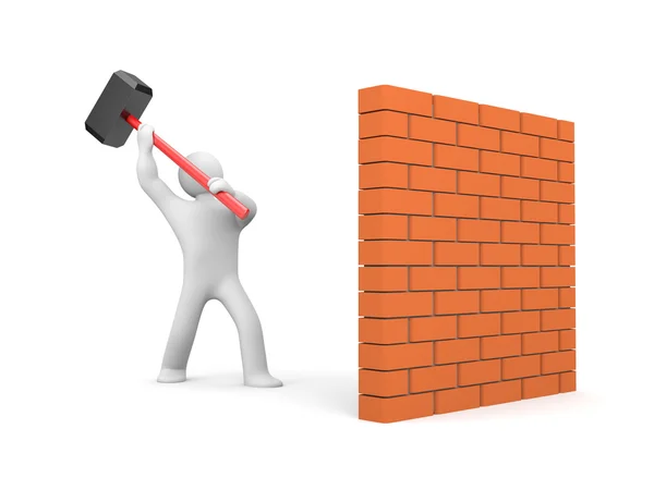 Homem esmaga parede — Fotografia de Stock