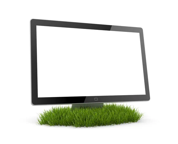 Computermonitor im Gras — Stockfoto