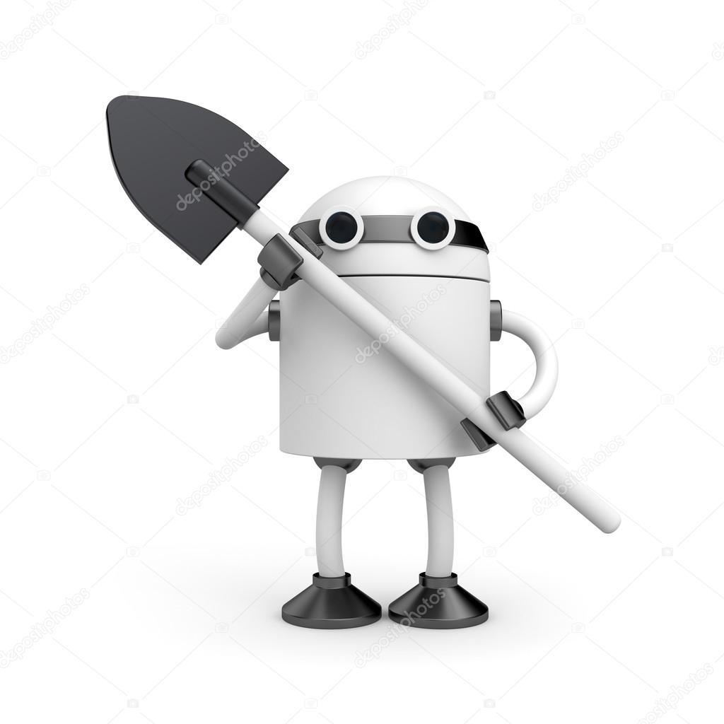 Robot with shovel