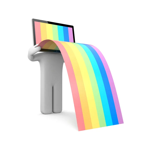 TV head with rainbow — Stock Photo, Image