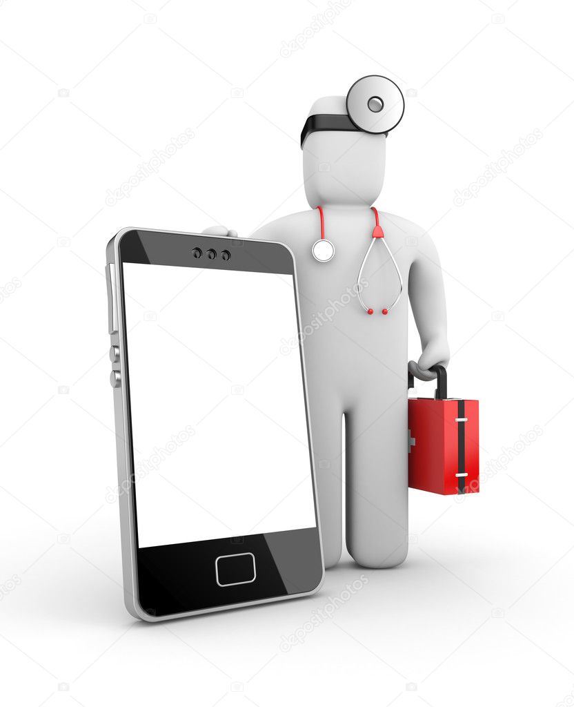 Doctor with mobile phone