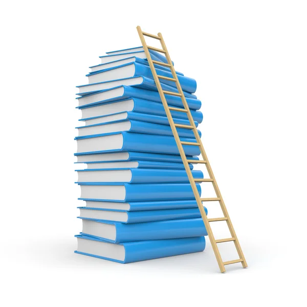 Pilha de livro com escada — Fotografia de Stock