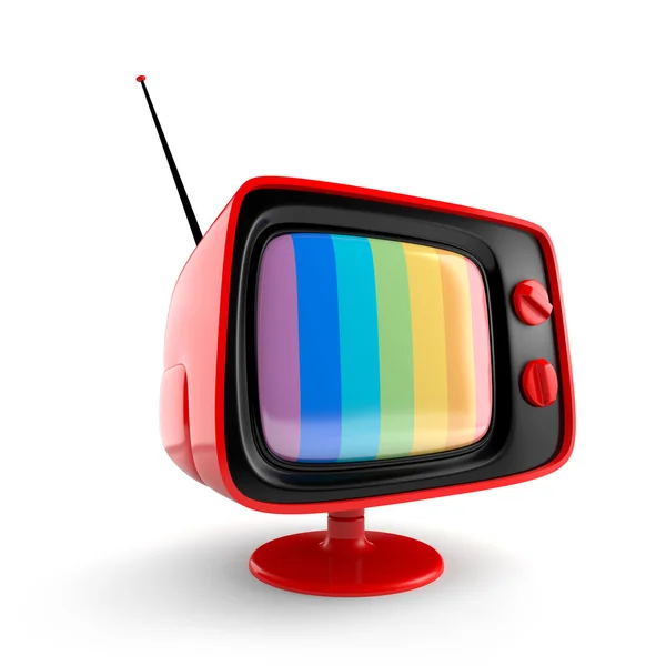 Красный винтажный телевизор — стоковое фото