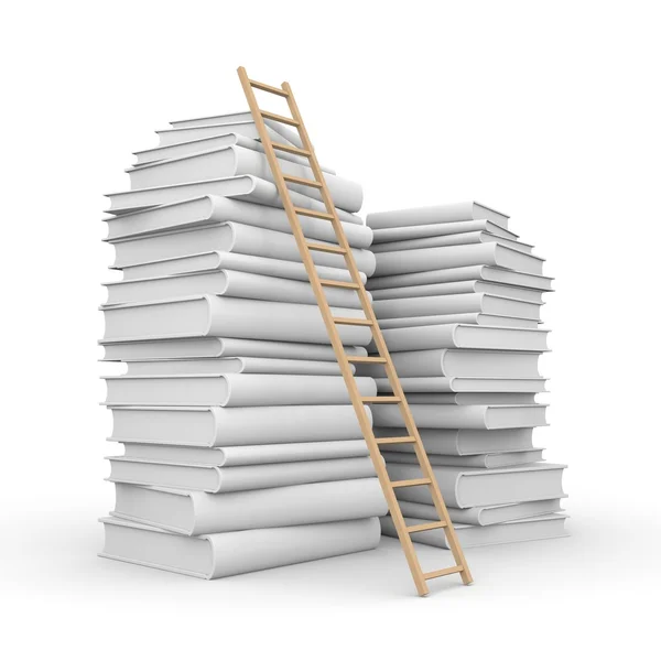 Pilha de livro com escada — Fotografia de Stock