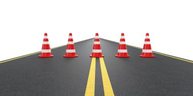 yol trafik koniler ile