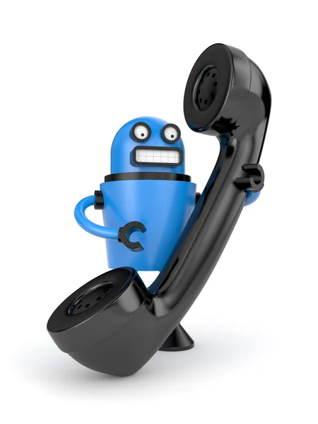 Robot with phone tube — Stock Photo, Image