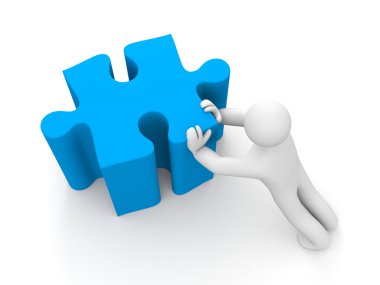 insan ve mavi puzzle