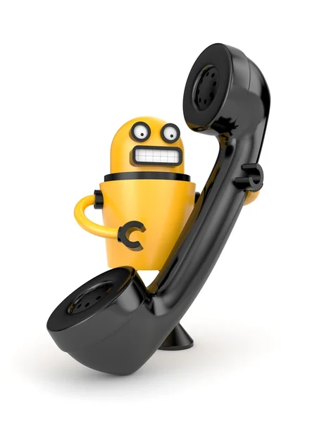 Robot con tubo de teléfono — Foto de Stock