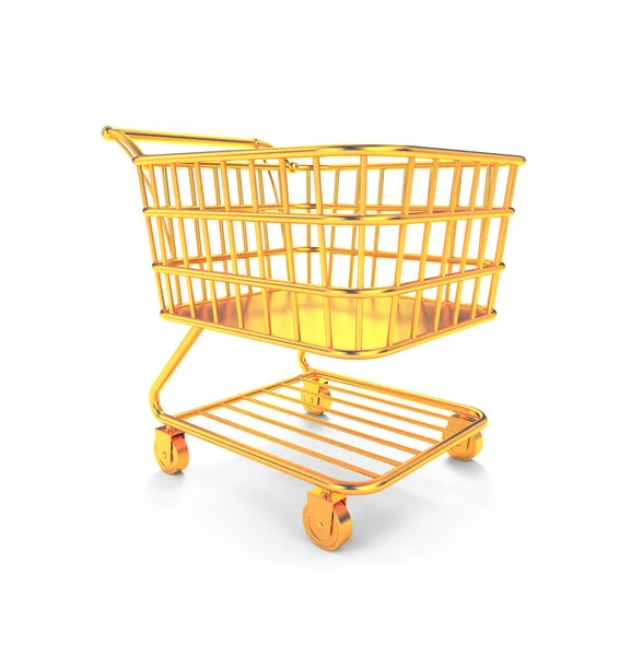 Carrito de compras oro — Foto de Stock