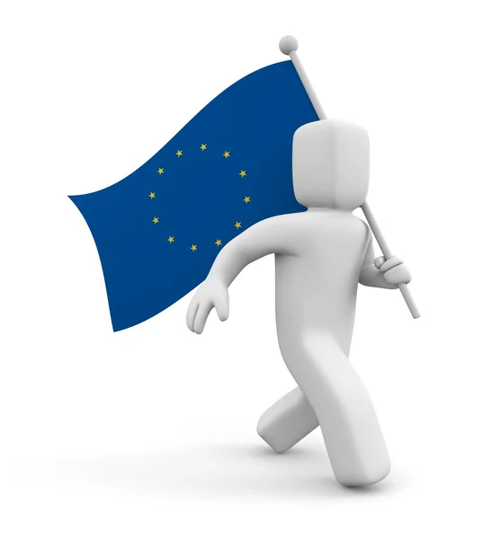 3d people and euro flag — Stock Photo, Image