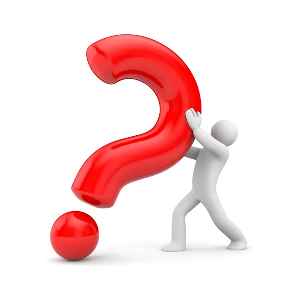 3d person with red question mark — Stock Photo, Image