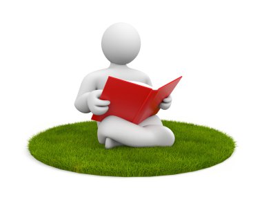 kişi çimlere oturup kitap okumak