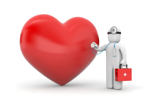 Medico con cuore e stetoscopio — Foto Stock