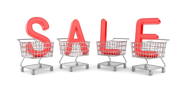 Word SALE in the shopping carts — Stock Photo, Image