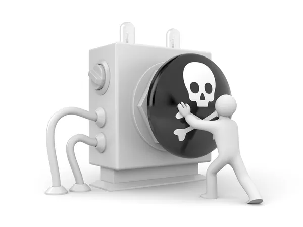 Person push button with skull sign — Stock Photo, Image