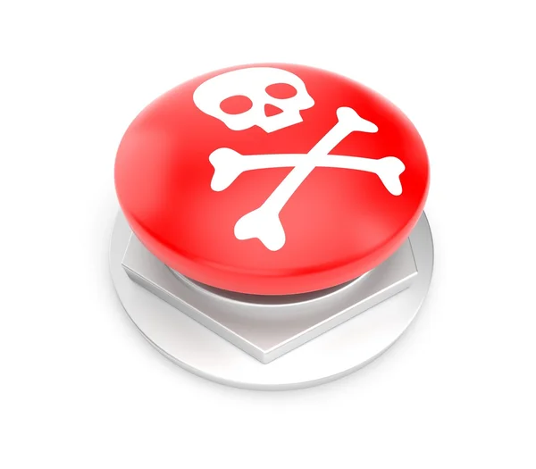 Κόκκινο κουμπί με το σύμβολο του κρανίου — Φωτογραφία Αρχείου