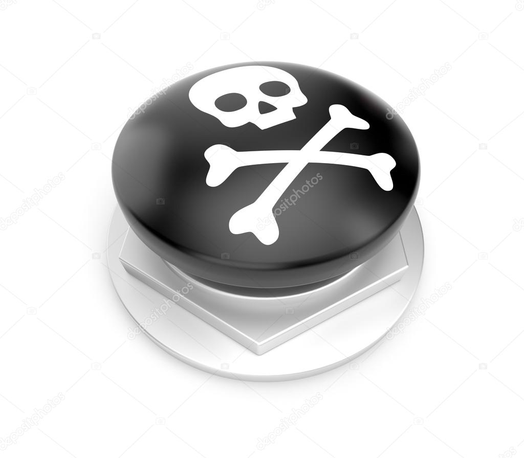 Black button with skull sign