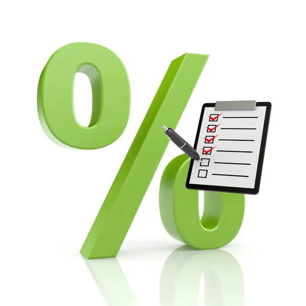 Percent symbol with clipboard — Stock Photo, Image