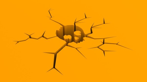 Трещины в земле в виде черепа
