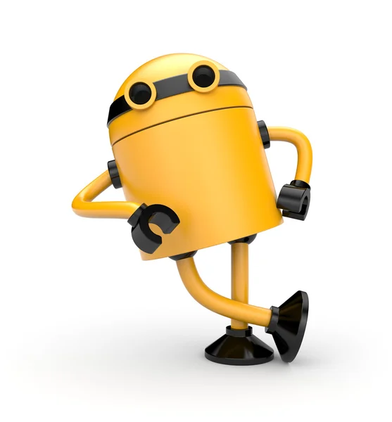 Robot leaning on an imaginary object — Stock Photo, Image